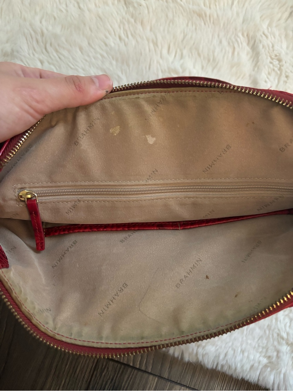 Brahmin Red Dragon Melbourne Leather Duxbury Satchel Handbag and Wallet - Picture 10 of 15